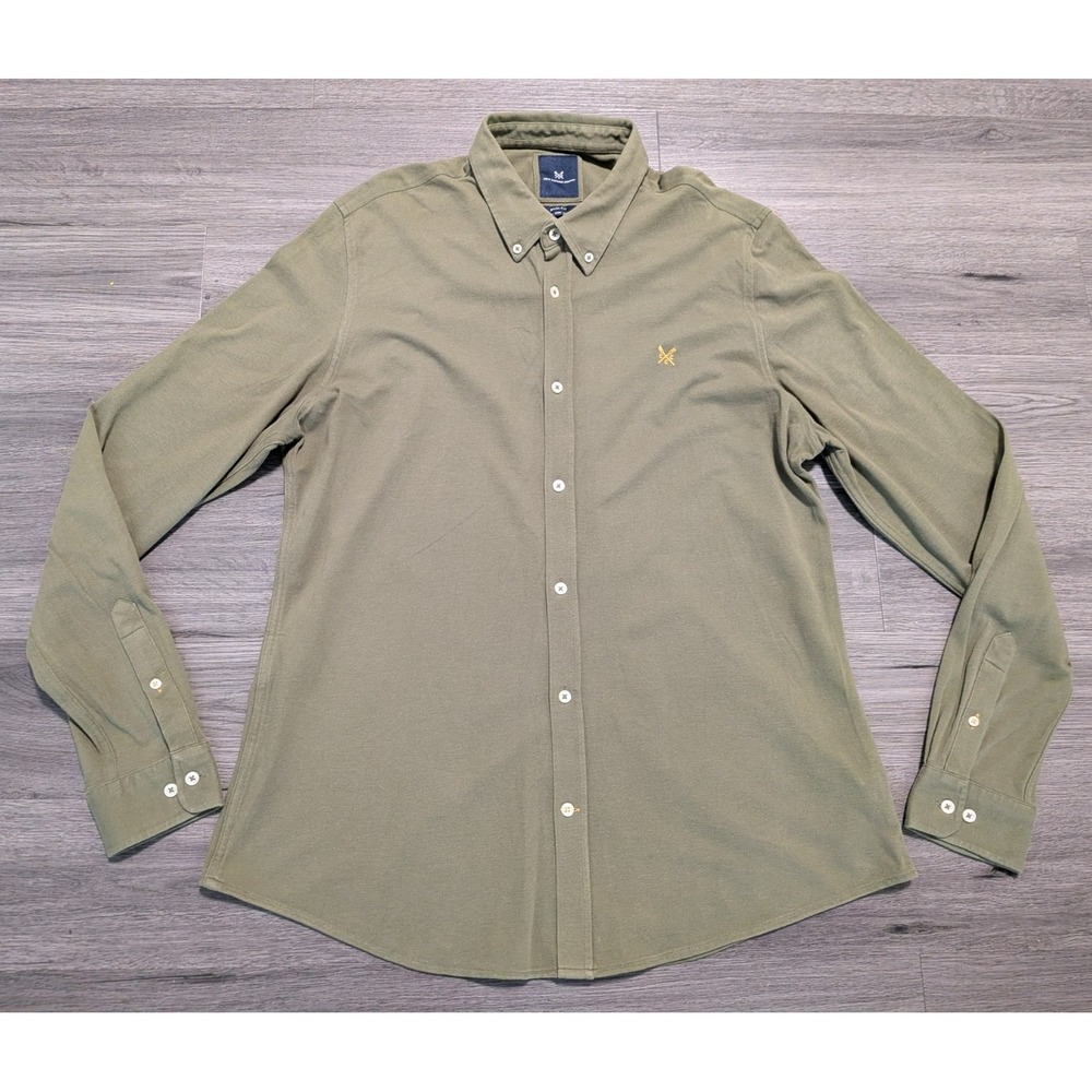 Crew Clothing Co. Men's Green Slim Fit Long Sleeve Button Up Shirt Size 2XL